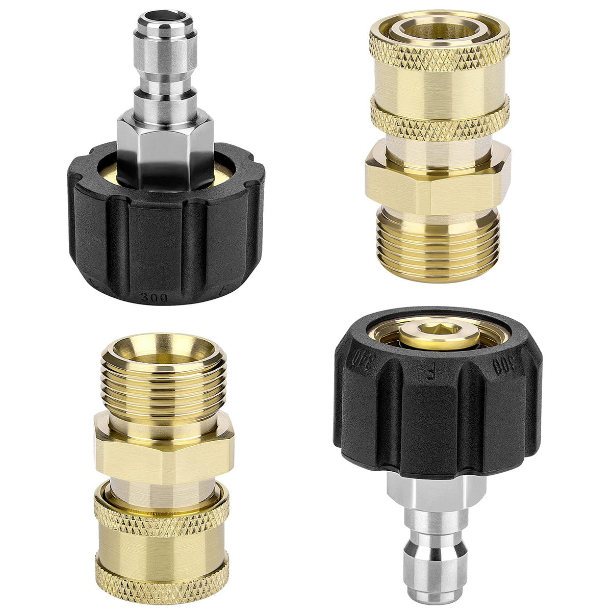 Pressure Washer Adapter Set, 2 Pair M22 Pressure Washer Quick Connect, M22 (M22-14Mm) To 1/4' Quick Connect Couplers, Hose Adap