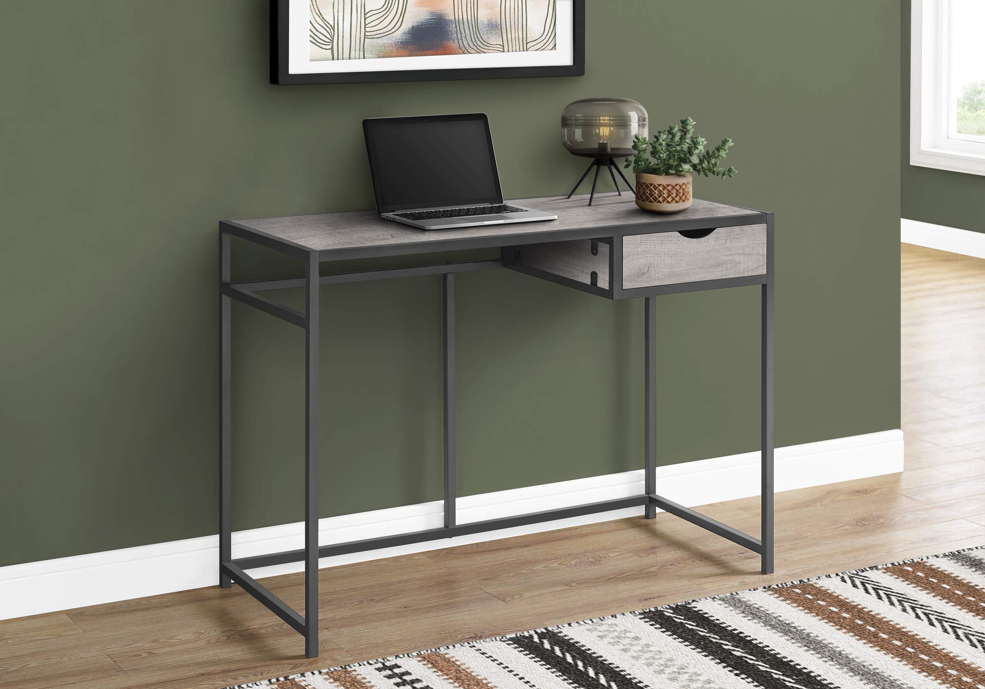 Monarch Specialties I 7217 Computer Desk, Home Office, Laptop, Storage Drawer, 42&quot; L, Work, Metal, Laminate, Grey, Contemporary, Modern