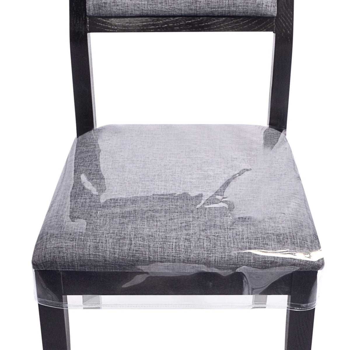 Zipcase 4 Pack Stain, Water And Kitty Scratch Resistant Clear Dining Chair Covers/Slipcovers Chair Protector Waterproof Pvc Material, 17”D X 18”W X 4”H With Adjustable Belt Strap, Set Of 4
