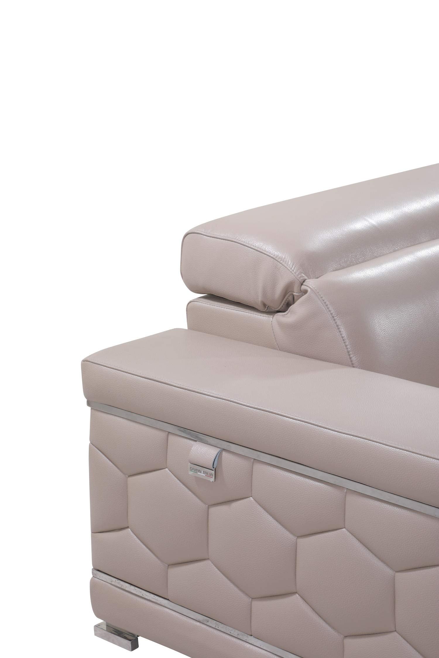 HomeRoots 29&quot; to 38&quot; Modern Beige Leather Sofa