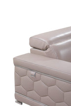 HomeRoots 29" to 38" Modern Beige Leather Sofa