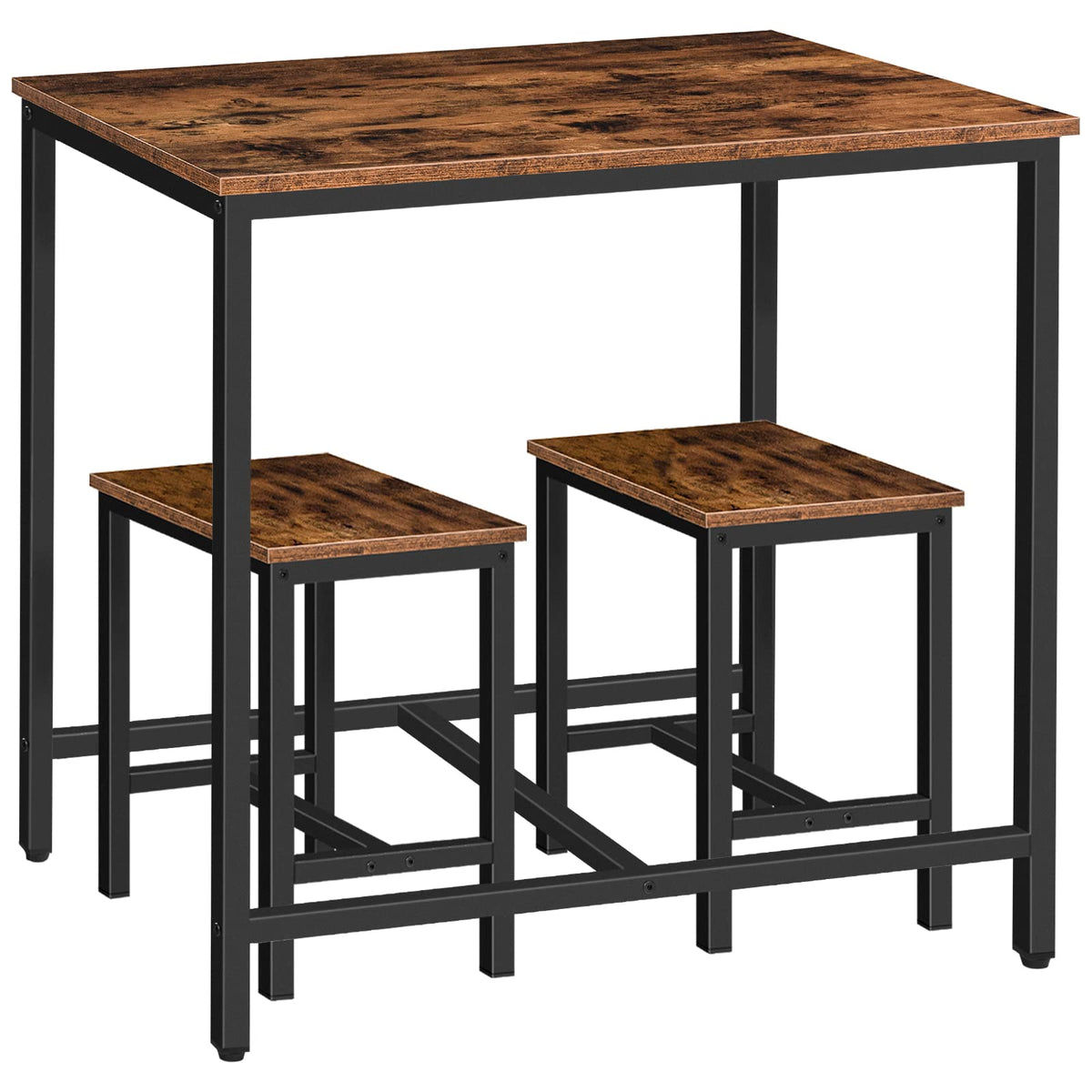 Hoobro 3-Piece Industrial Dining Table Set, Kitchen Table, Space Saving Dinette For Kitchen, Dining Room, Small Space, Breakfast