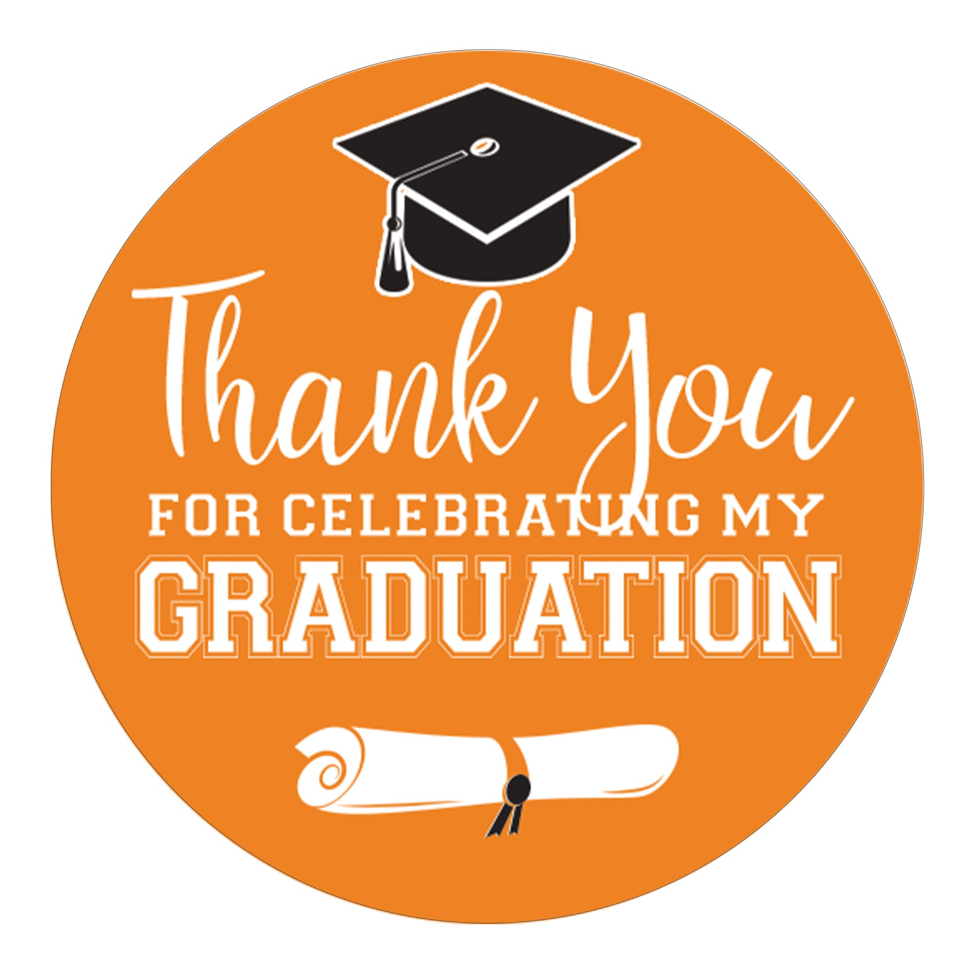Orange Graduation Thank You Favor Labels, Graduation Thank You Stickers 2025, 40 Count