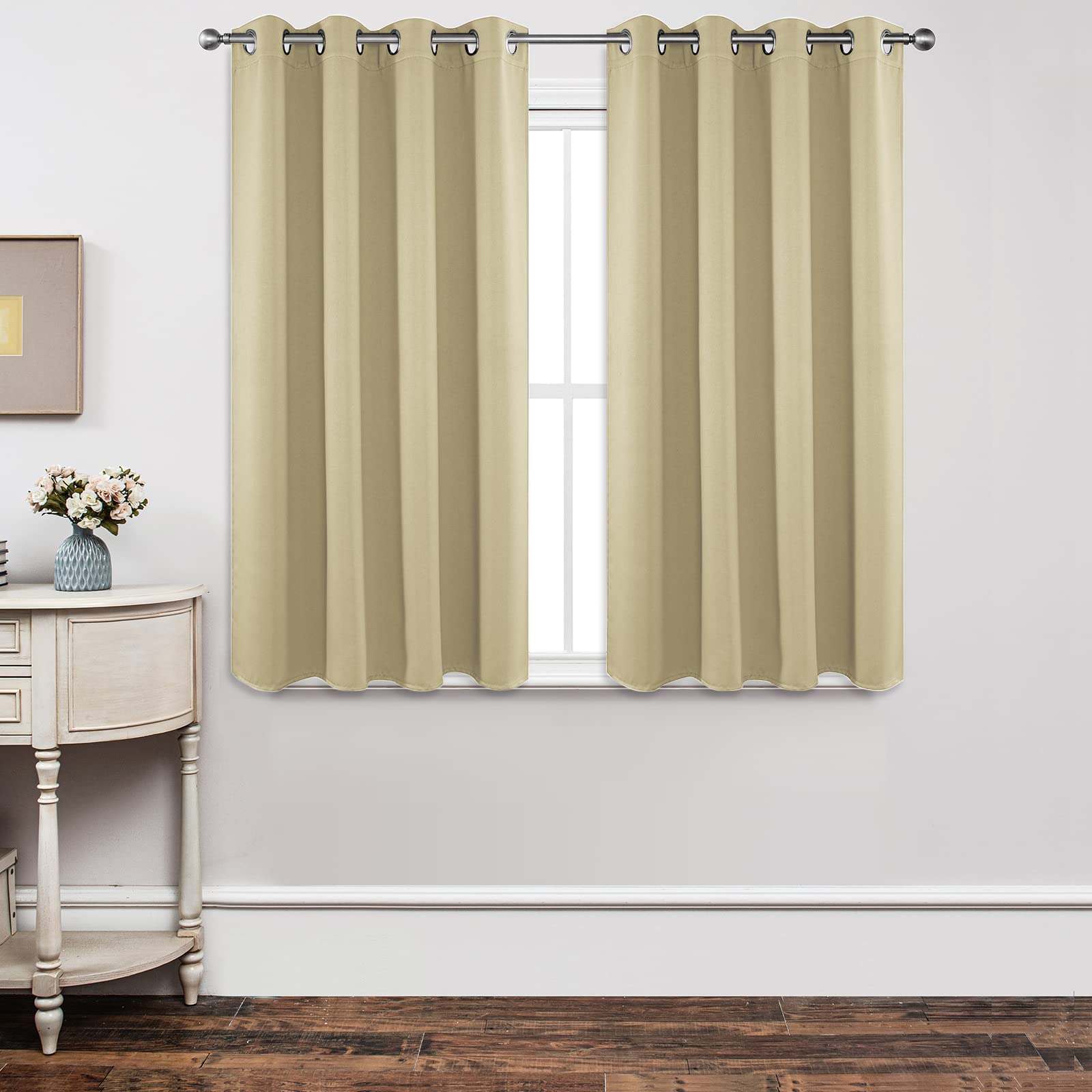 Joydeco Blackout Curtains 45 Inch Length 2 Panels Set, Thermal Insulated Long Curtains& Drapes 2 Burg, Christmas Curtains for Li