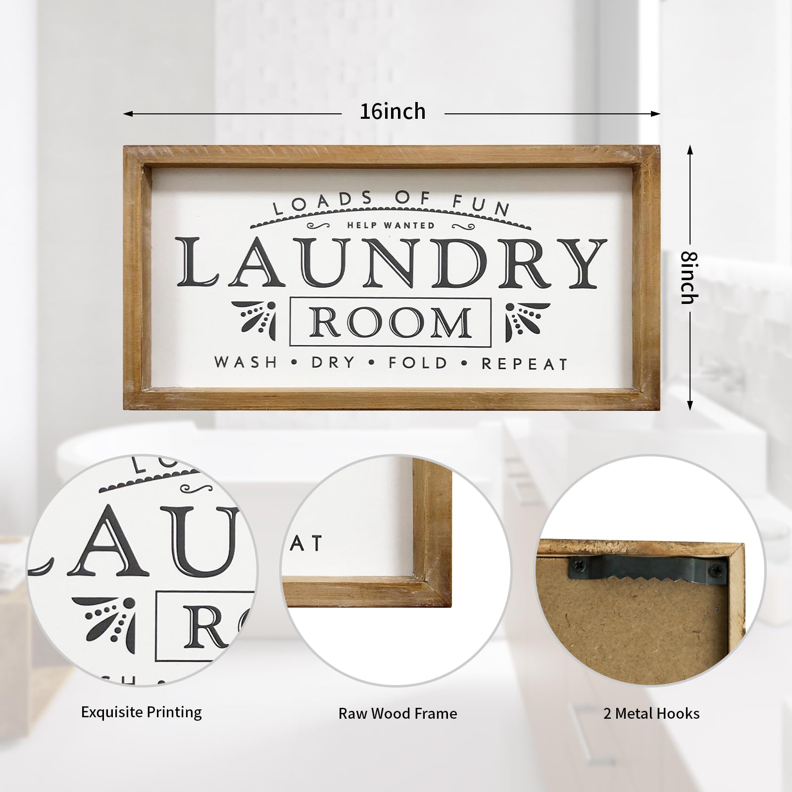 Macvad Laundry Signs For Home Decor Loads Of Fun Laundry Room Wooden Sign