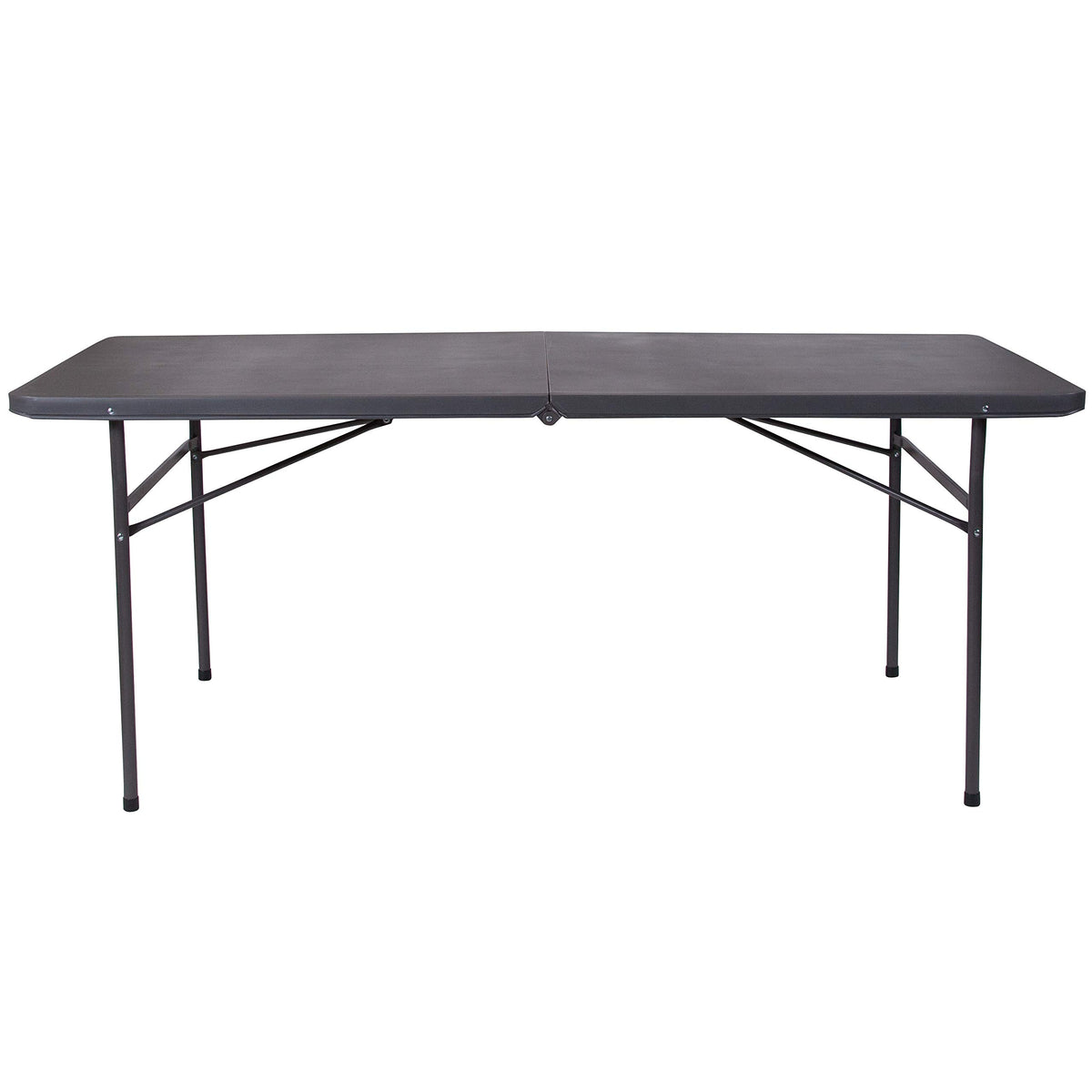 Flash Furniture 6' Rectangular Plastic Folding Event Table with Carrying Handle, Bi-Fold Portable Banquet Table for Indoor/Outdoor Events, Dark Gray