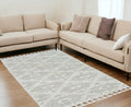 HomeRoots 5' X 8' Ivory Or Beige Geometric Diamond Indoor Area Rug with Fringe
