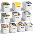 ORGIDOL 10 Pack White Plastic Storage Bins, Storage Container for Organizing, Storage Boxes with Handle for Shelves, Cute Organi