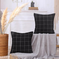 Carrie Home Black And White Plaid Boho Pillow Covers 20X20 Set Of 2, Farmhouse Decorative Linen Woven Throw Pillow Cover 20 X 20