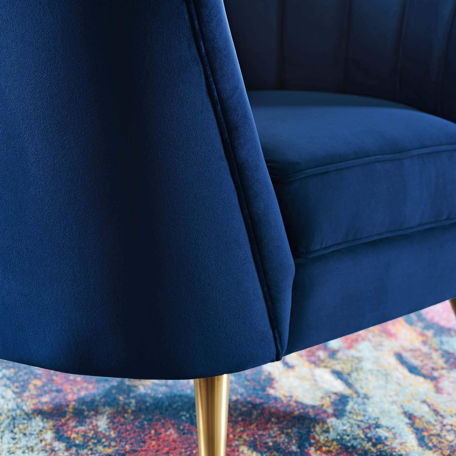 Modway Opportunity Channel Tufted Performance Velvet Accent Armchair In Navy