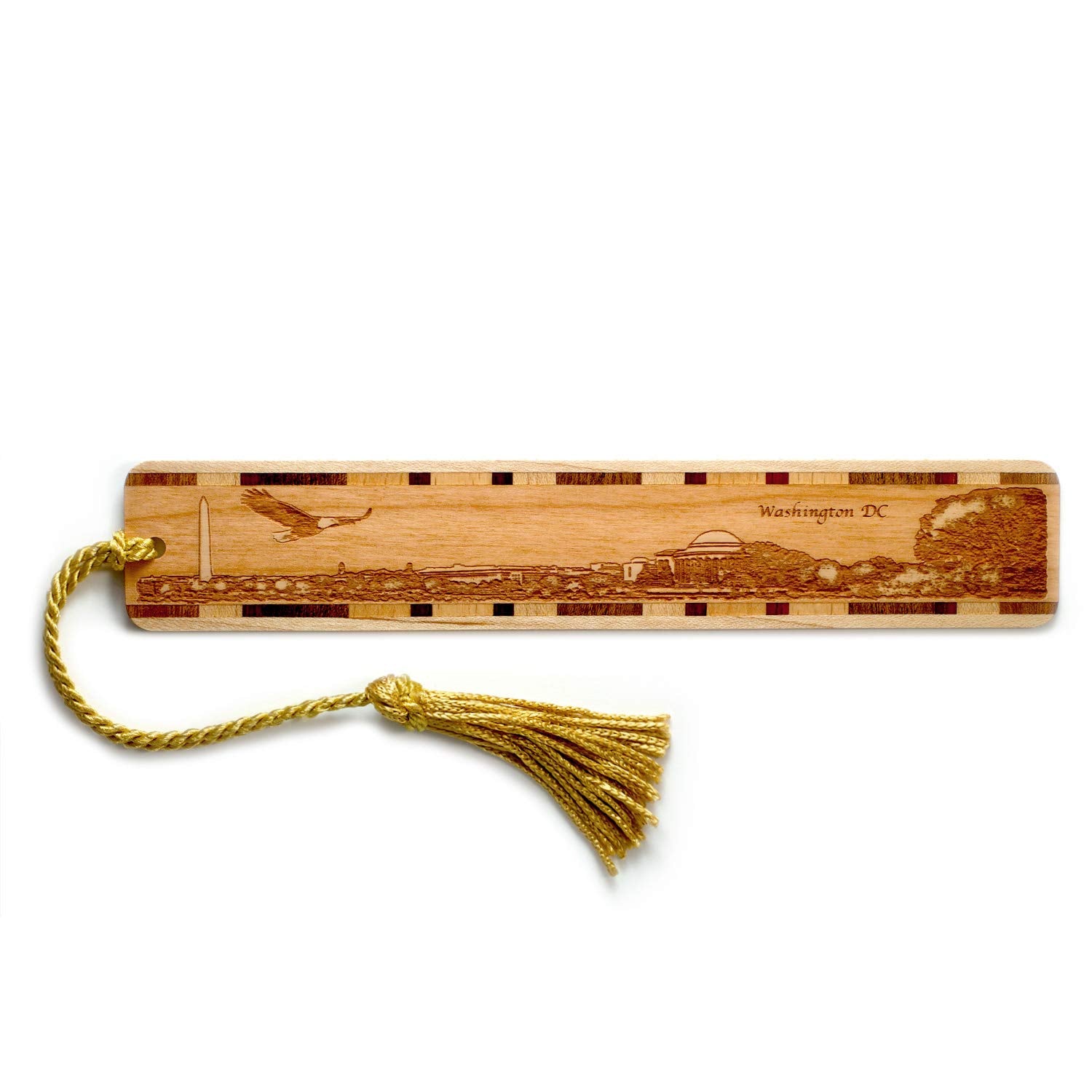 Washington Dc City Skyline Engraved Wooden Bookmark With Tassel - Made In Usa - Also Available Personalized