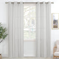 Bgment Linen Look Semi Sheer Curtains For Bedroom, Grommet Light Filtering Casual Textured Privacy Curtains For Living Room, 2 P