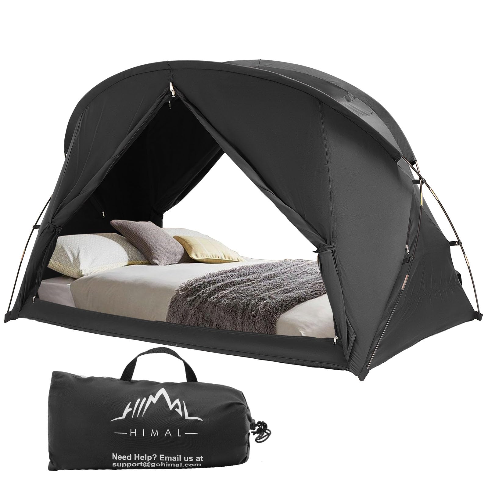 UNIHIMAL Bed Tent Canopy Queen, Blackout Portable Sleep Tent Easy Setup, Breathable Mesh, Privacy Curtains for Adults, Ideal for