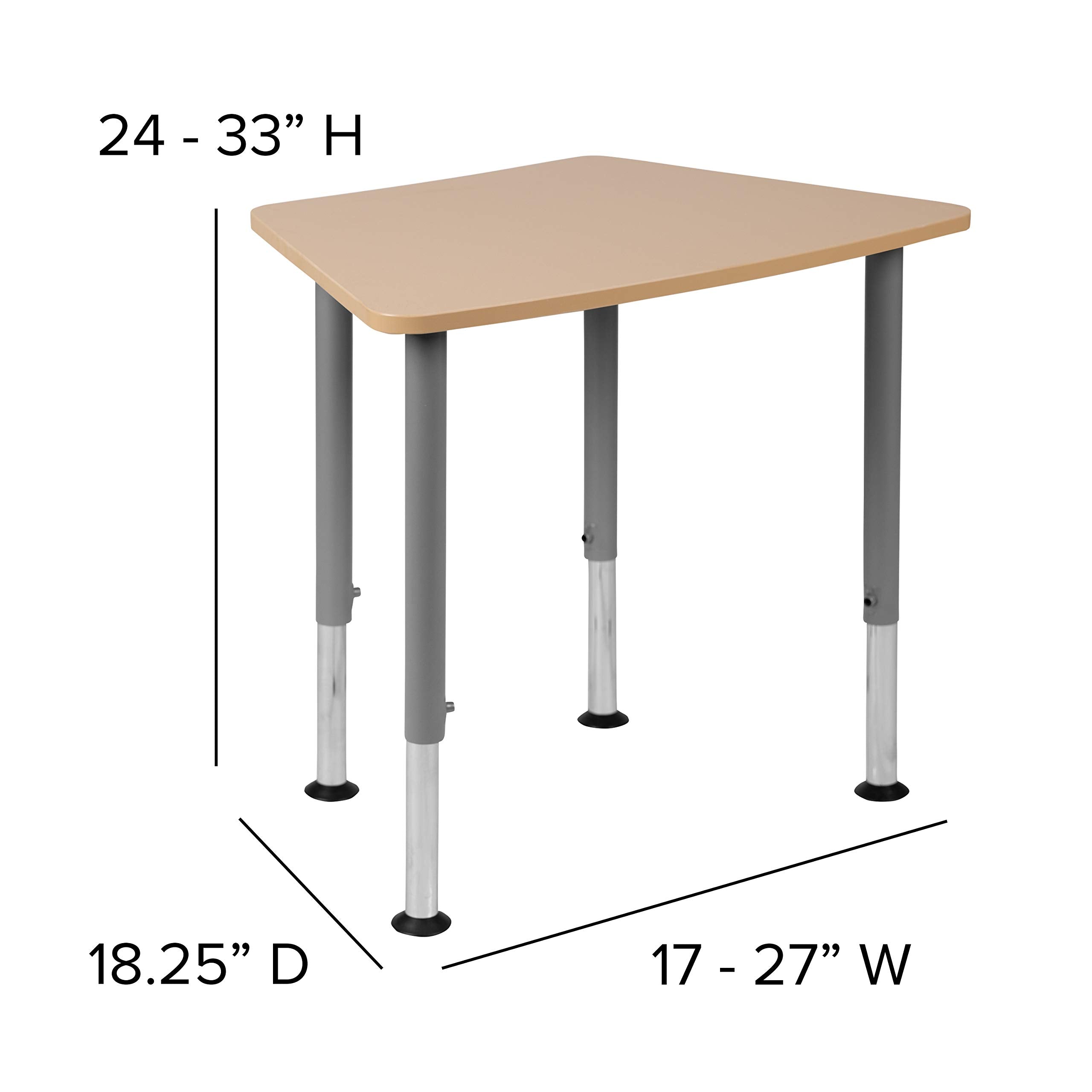 Flash Furniture Billie Hex Natural Collaborative Student Desk (Adjustable From 22.3&quot; To 34&quot;) - Home And Classroom