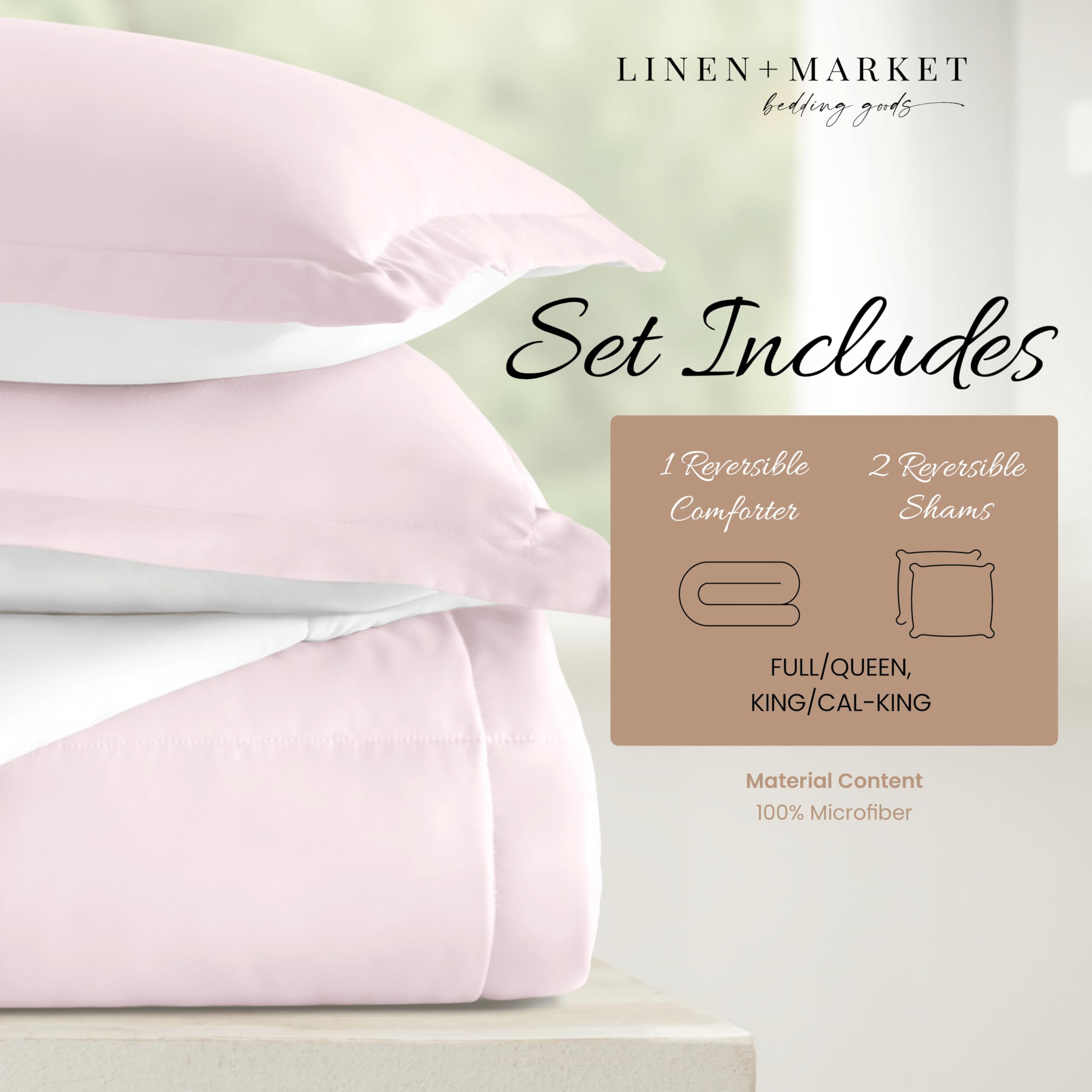 Linen Market Reversible Queen Comforter Set (3 Piece) - Bring Luxury Home With Our Soft And Lightweight Down Alternative Comfort