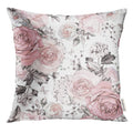 Golee Throw Pillow Cover Gray Abstract With Pink Flowers And Leaves On White Watercolor Floral Pattern Rose In Pastel Color Deco