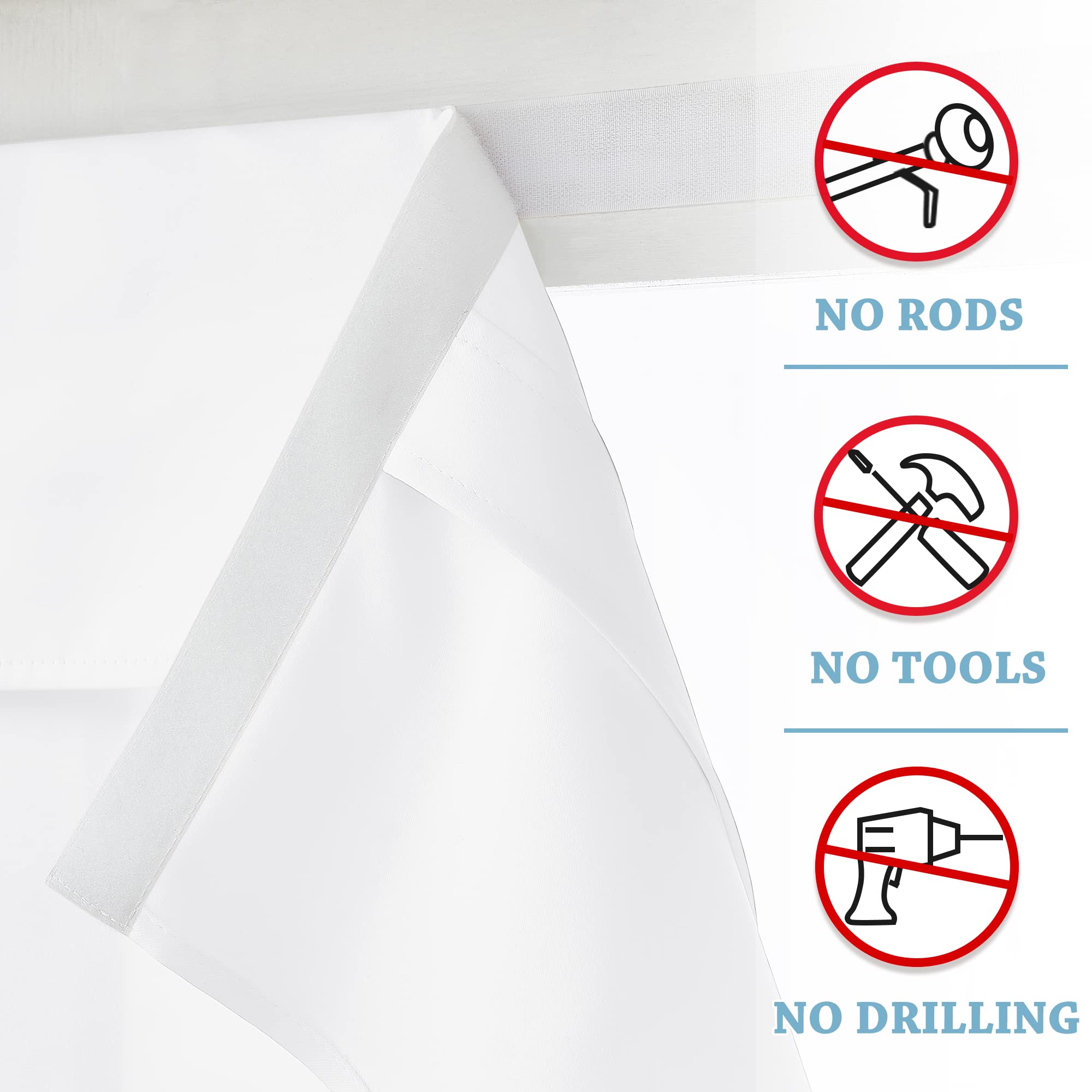 Ryb Home Privacy Door Curtains - Room Darkening French Door Curtain Sidelight Window Curtains For Tricia Door Portable Self Adhesive Drapes For Office, 26 Inch Wide X 69 Inch Long, 2 Pcs, Pure White