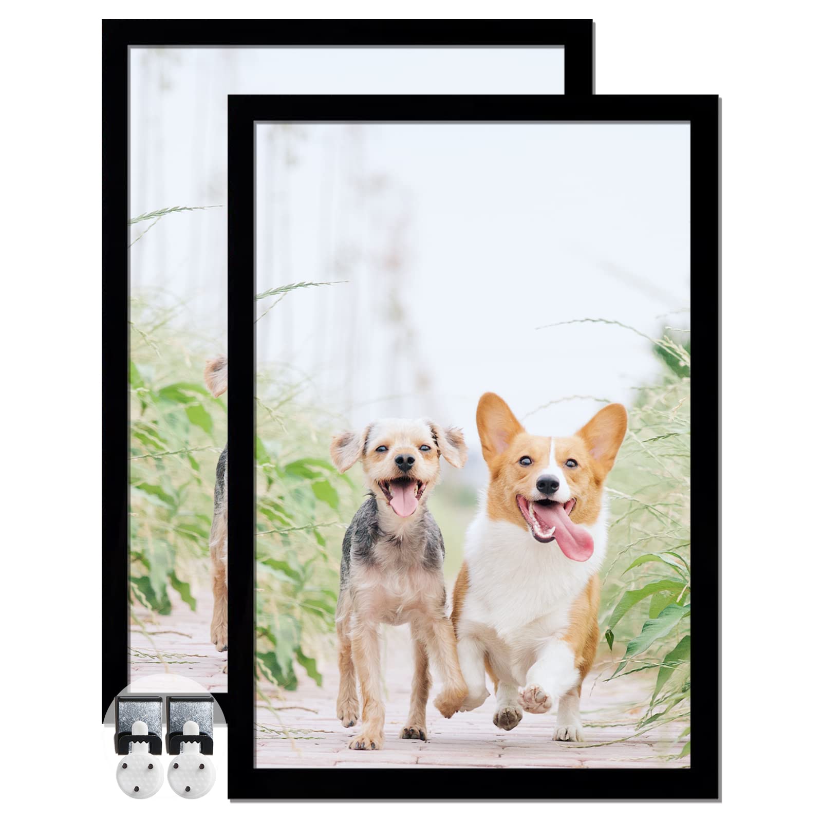 icariery Black 24x24 Picture Frame Set of 2, High Transparent Picture Frames for 24 x 24 Square Photo Canvas Collage Poster Cert