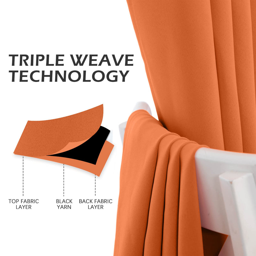 Mysky Home Burnt Orange Blackout Curtains For Bedroom, Grommet Room Darkening Curtain, Short Curtains 45 Inch Long Kitchen Curta