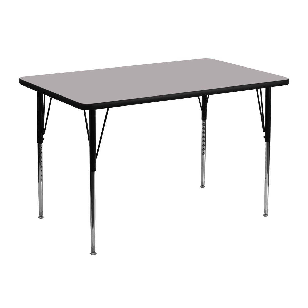 Flash Furniture Wren 30''W x 48''L Rectangular Grey Thermal Laminate Activity Table - Standard Height Adjustable Legs