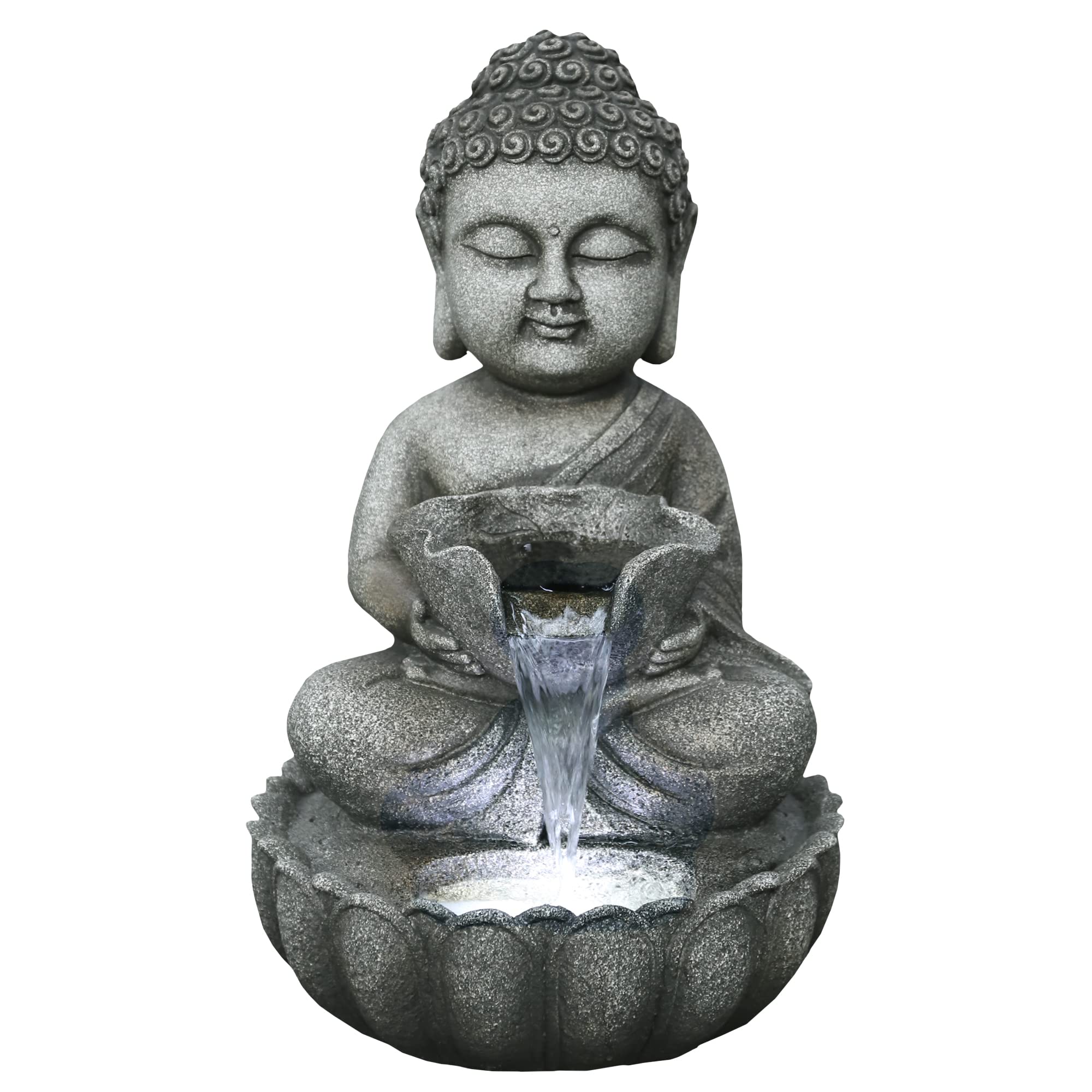 Northlight Buddha In Sukhasana Pose Outdoor Garden Water Fountain, 21.5', Gray