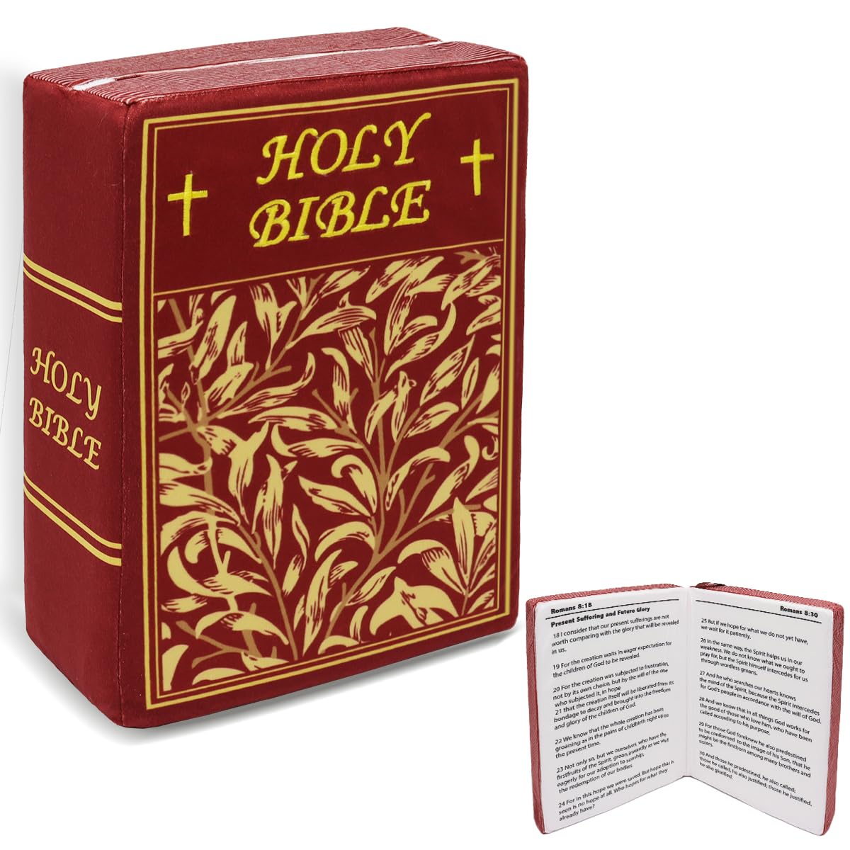 Yelakey Holy Bible Pillow,Cozy Faith Bible Plush Pillow That Opens Christian Plush Toy For Kids