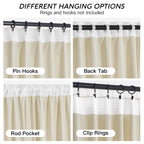Ryb Home 90 Inches Beige Velvet Curtains - Rod Pocket & Back Tab Super Soft Winter Window Panels Privacy Theraml Insulted Drapes For Bedroom Bathroom, W52 X L90, 1 Pair