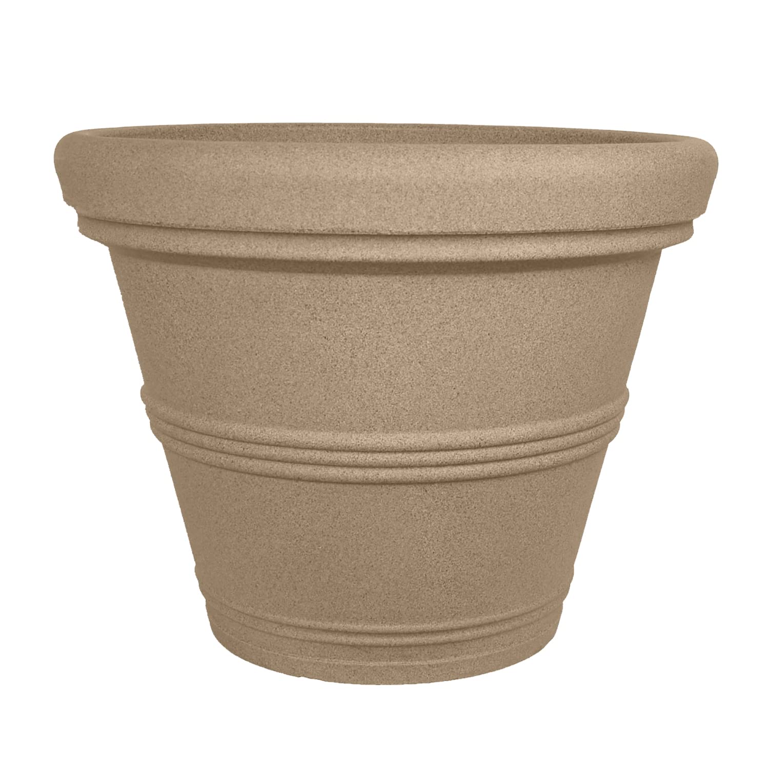 Tusco Products Rr135Ss Classic Rolled Rim Garden Planter, 13.5', Sandstone