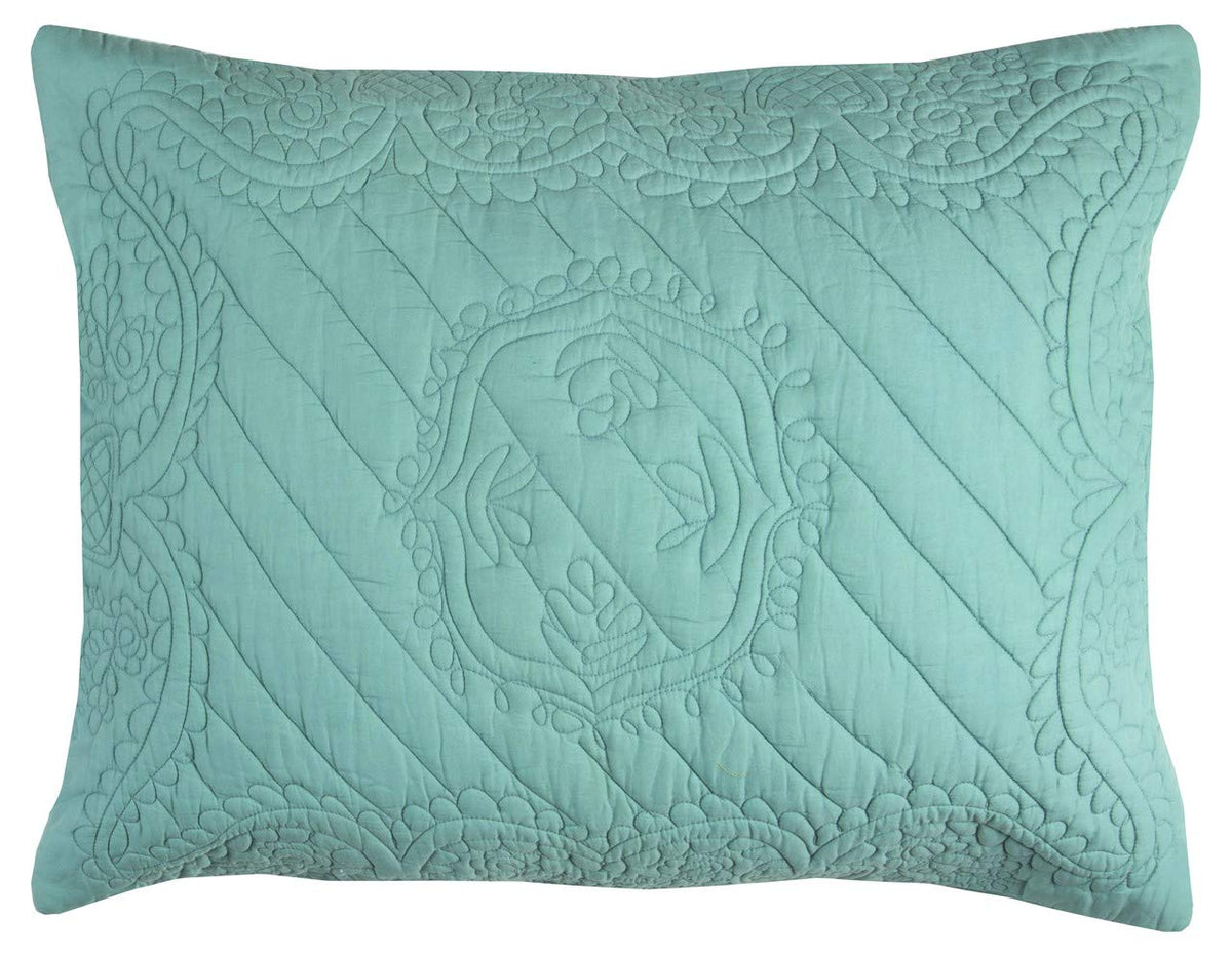 Rizzy Home BT1793 Standard Sham, 20&quot;X26&quot;, Blue/Green/