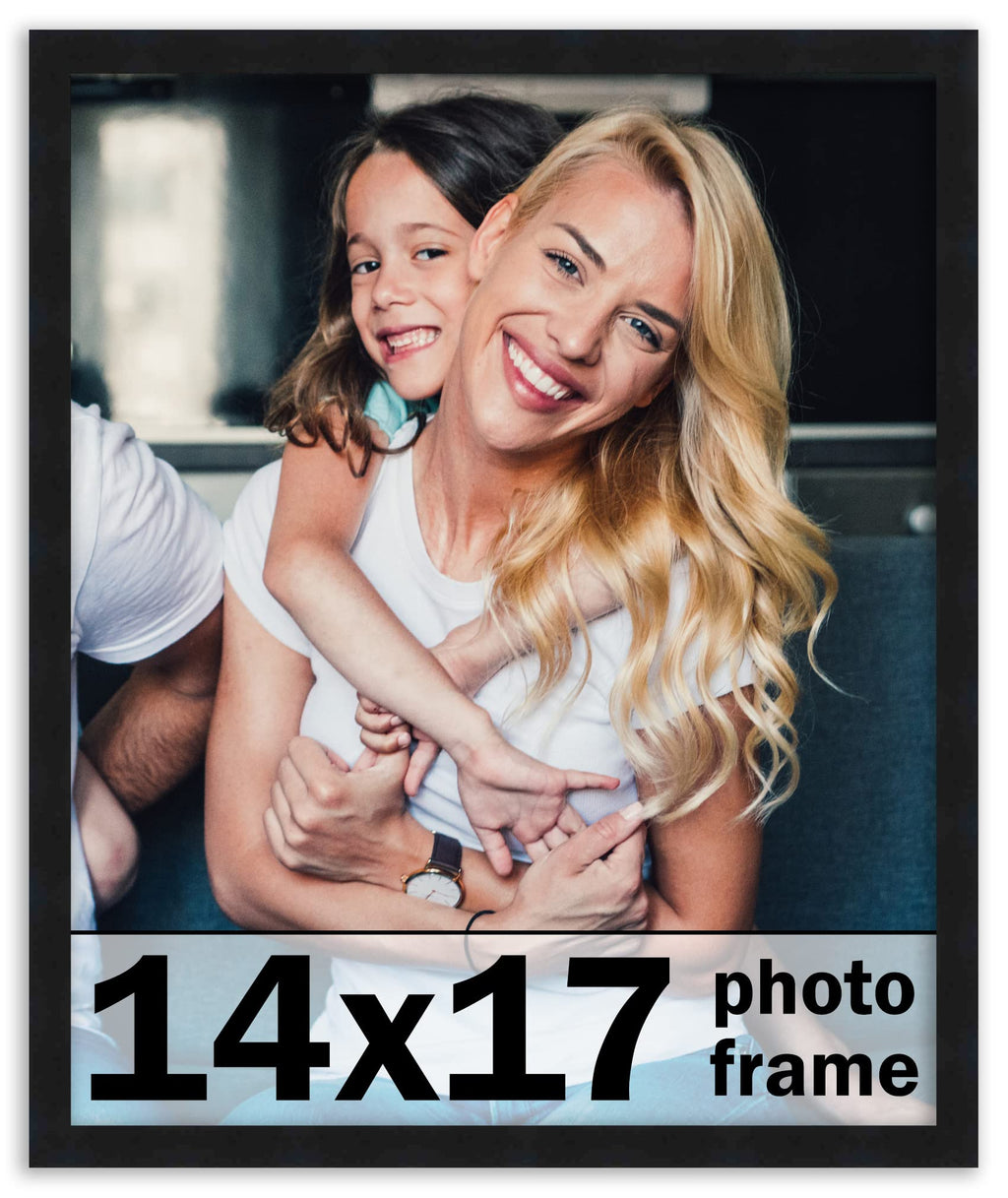 14x17 Frame Black Picture Frame - Complete Modern Photo Frame Includes UV Acrylic Shatter Guard Front, Acid Free Foam Backing Bo