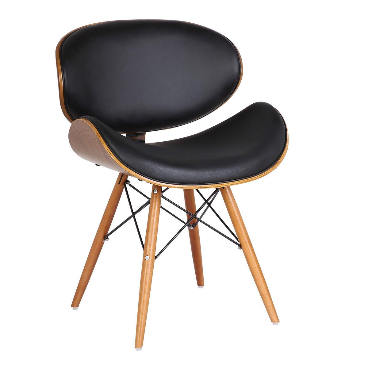 Ergode Cassie Mid-Century Dining Chair in Walnut Wood and Black Faux Leather