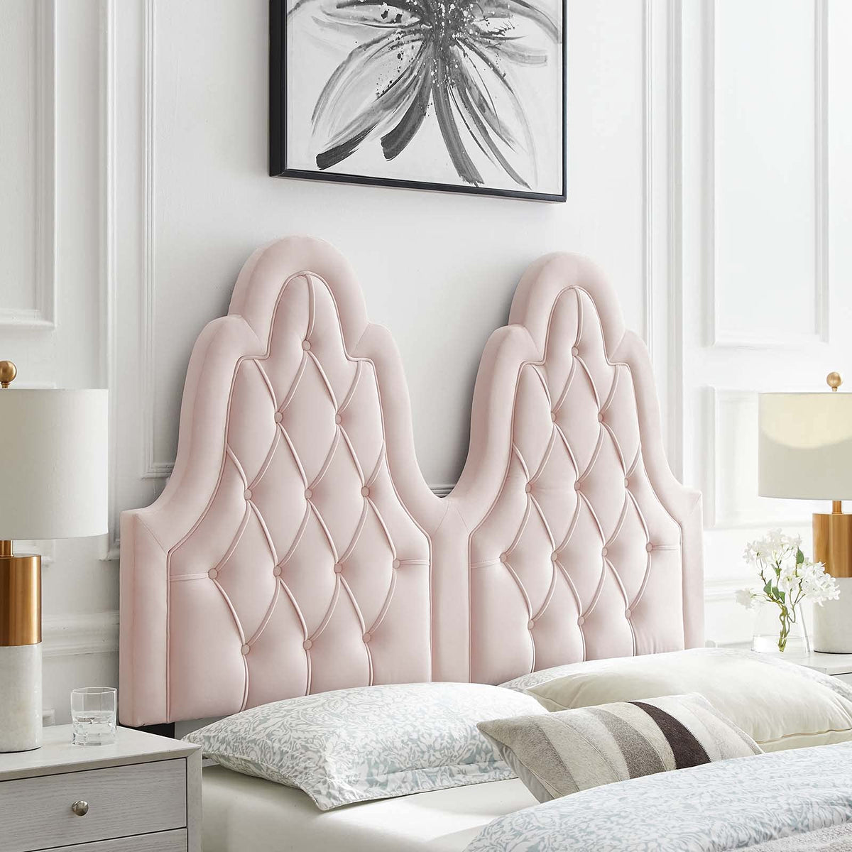 Modway Augustine Tufted Performance Velvet Headboard, King/California King, Pink