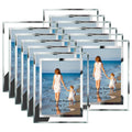 Hoikwo Bulk 5x7 Picture Frames, 12 Packs Silver Photo Frames 5 by 7, Glass Wedding Frames 5x7, Clear Mirror Wedding Photo Frames