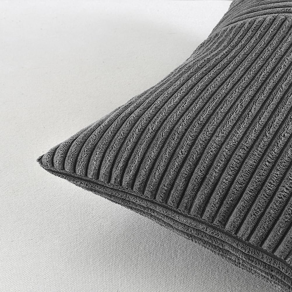 Fancy Homi Dark Gray Lumbar Decorative Throw Pillow Covers 12X20 Inch For Living Room Couch Bed Sofa, Farmhouse Home Decor, Soft