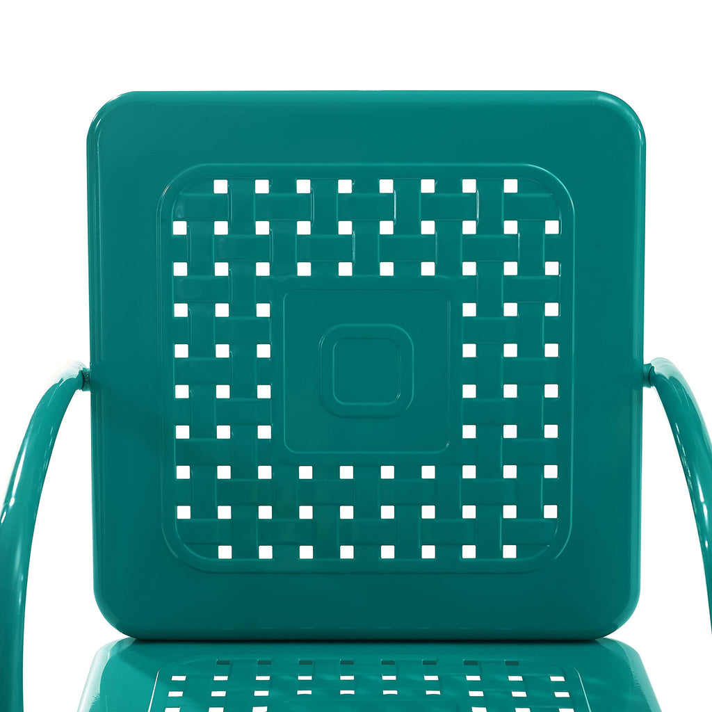 Crosley Furniture Bates 5-Piece Outdoor Dining Set for 4, Retro Metal Round Patio Table and Chairs for Deck, Turquoise Gloss