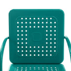 Crosley Furniture Bates 5-Piece Outdoor Dining Set for 4, Retro Metal Round Patio Table and Chairs for Deck, Turquoise Gloss
