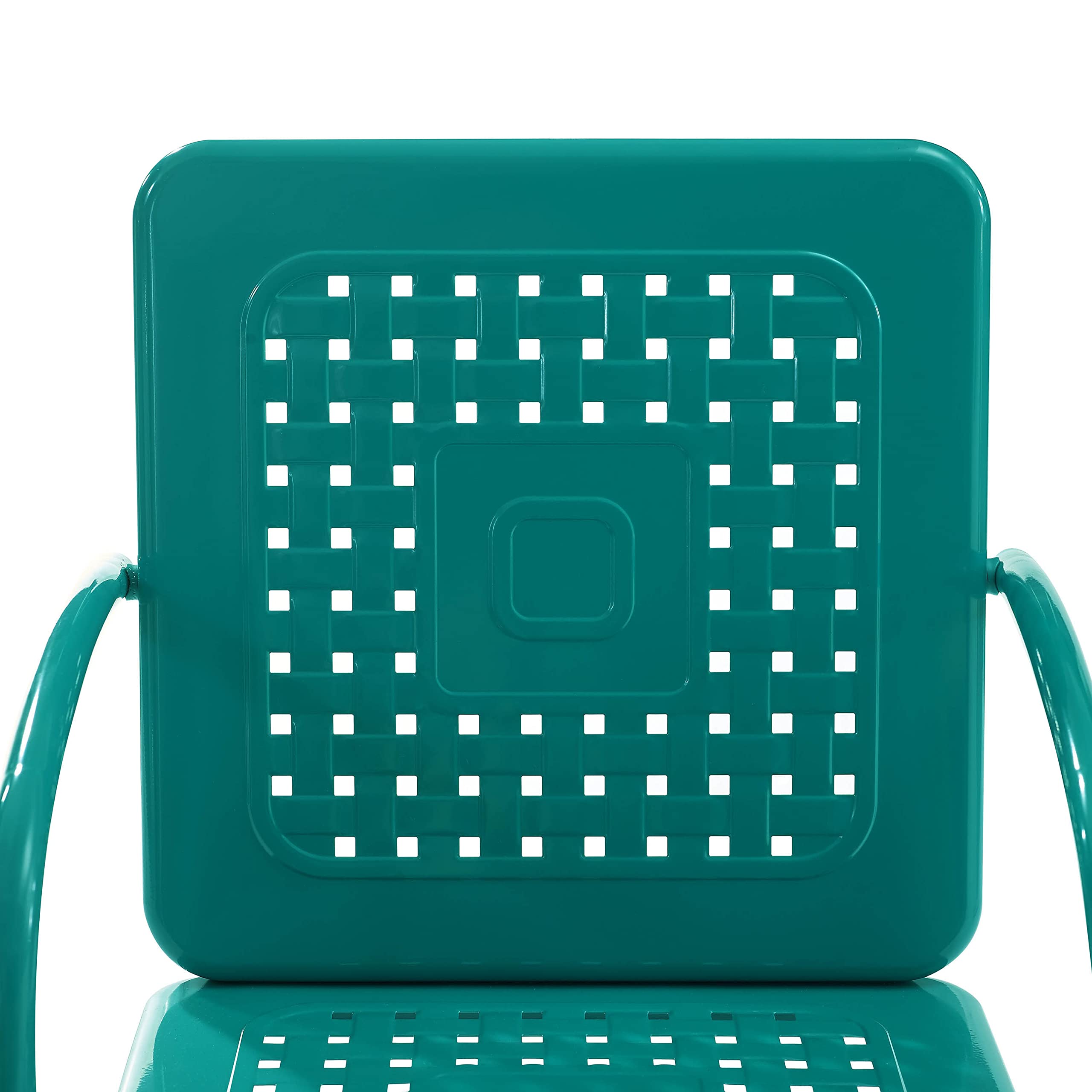 Crosley Furniture Bates 5-Piece Outdoor Dining Set for 4, Retro Metal Round Patio Table and Chairs for Deck, Turquoise Gloss