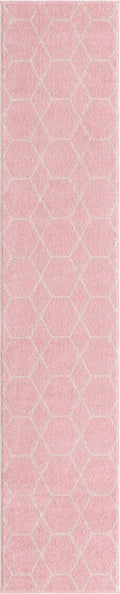 Unique Loom Trellis Frieze Collection Area Rug - Geometric (2 x 10 Runner, Light Pink/ Ivory)