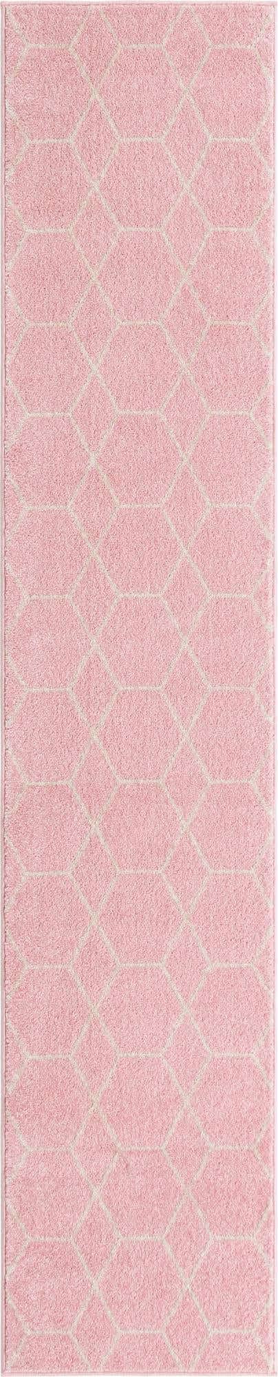 Unique Loom Trellis Frieze Collection Area Rug - Geometric (2 x 10 Runner, Light Pink/ Ivory)