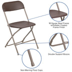 Flash Furniture Hercules Series Plastic Folding Chair - Brown - 6 Pack 650Lb Weight Capacity Comfortable Event Chair-Lightweight Folding Chair