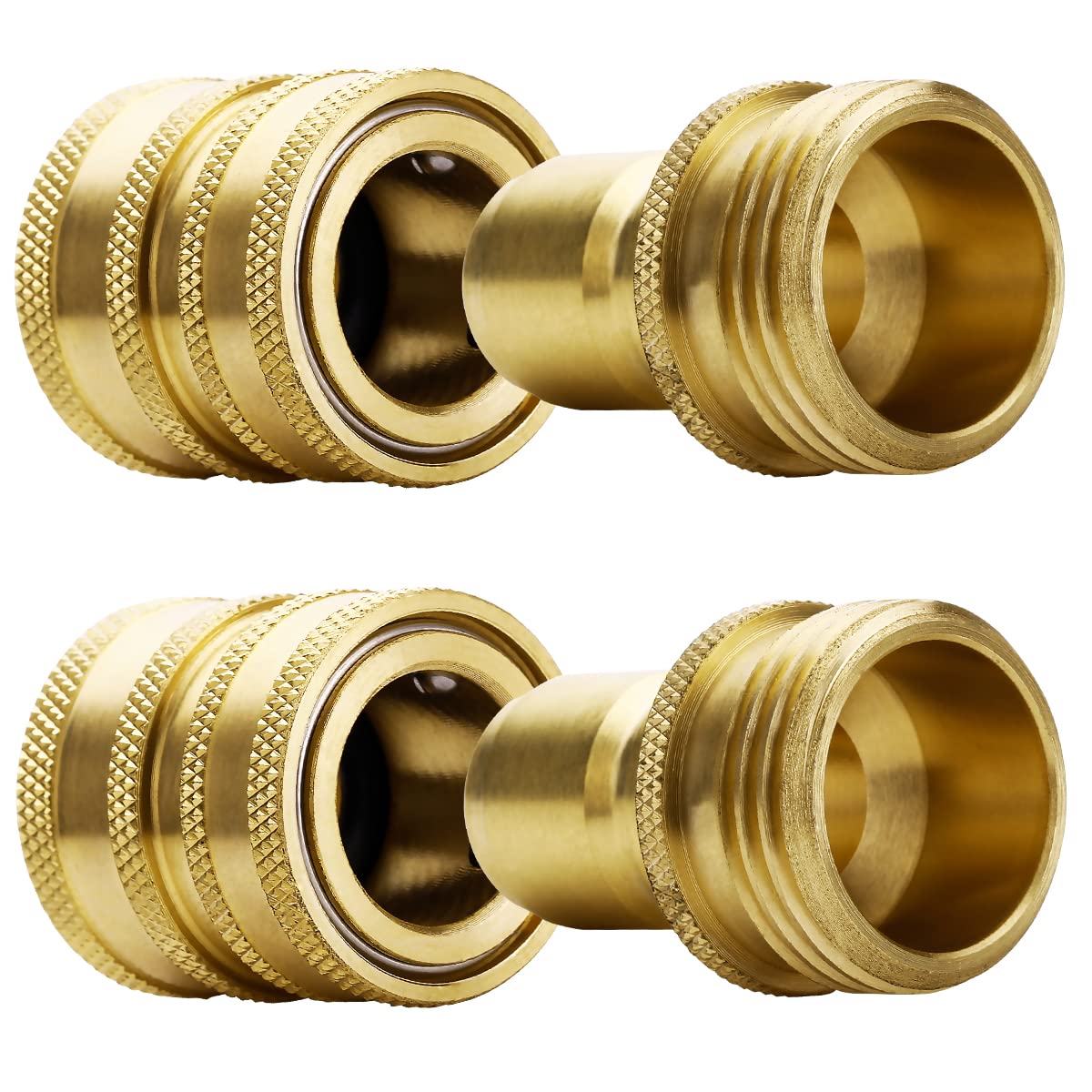 Yamatic Garden Hose Quick Connect Water Hose Fittings - 3/4' Thread - High Grade Brass Durability And Leak Free Upgrade(2 Pack)
