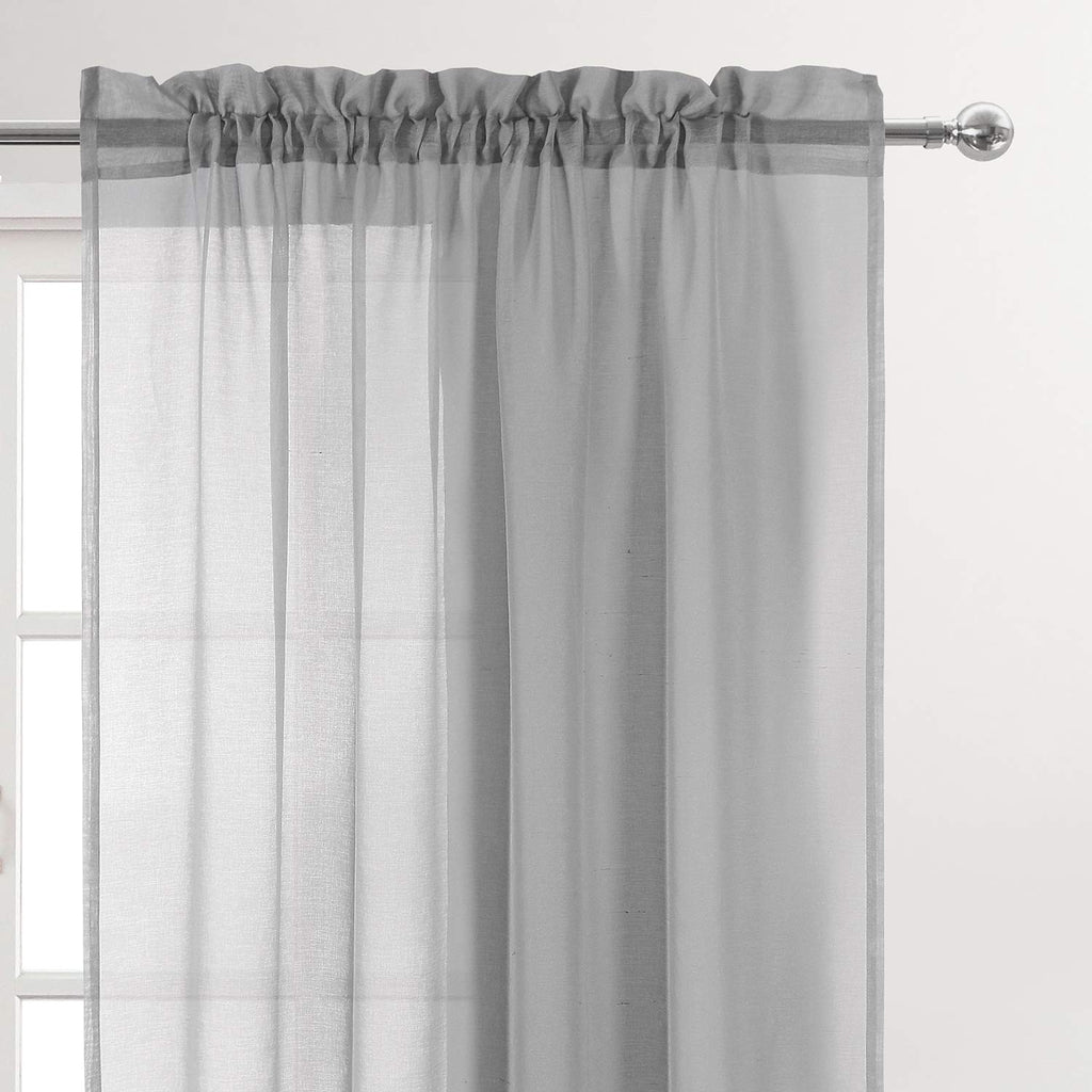 Dwcn Grey Sheer Curtains Semi Transparent Voile Rod Pocket Curtains For Bedroom And Living Room, 52 X 84 Inches Long, Set Of 2 P