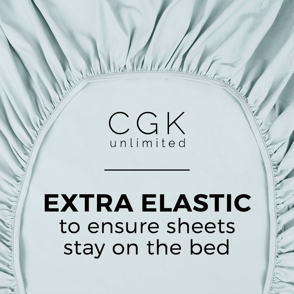 Twin Size Fitted Bed Sheet - Hotel Luxury Single Fitted Bottom Sheet Only - Fits Mattress Between 8 To 16 Inches - Deep Pockets, Extra Soft And Wrinkle Free - Easy-Fit, Breathable & Cooling - Ice Blue