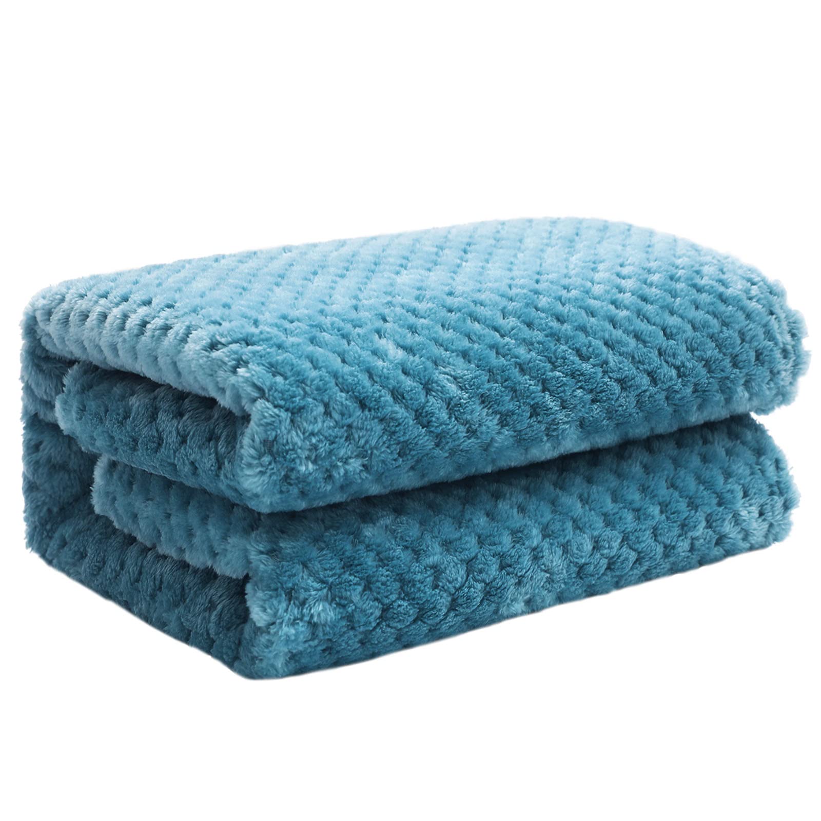 Exclusivo Mezcla Waffle Textured Soft Fleece Blanket, Queen Size Bed Blanket, Cozy Warm And Lightweight (Slate Blue, 90X90 Inche