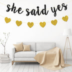 Dill-Dall She Said Yes Banner, Just Engaged, Happy Engagement Party Hanging Decor, Glittery Bachelorette Bride To Be Party Decor