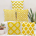 Stitchnest Cotton 100Tc Cushion Cover, 16 X 16 Inches, Yellow, Set Of 5