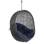 Modway Hide Wicker Rattan Sunbrella® Fabric Outdoor Patio Swing Chair With Hanging Steel Chain In Gray Navy