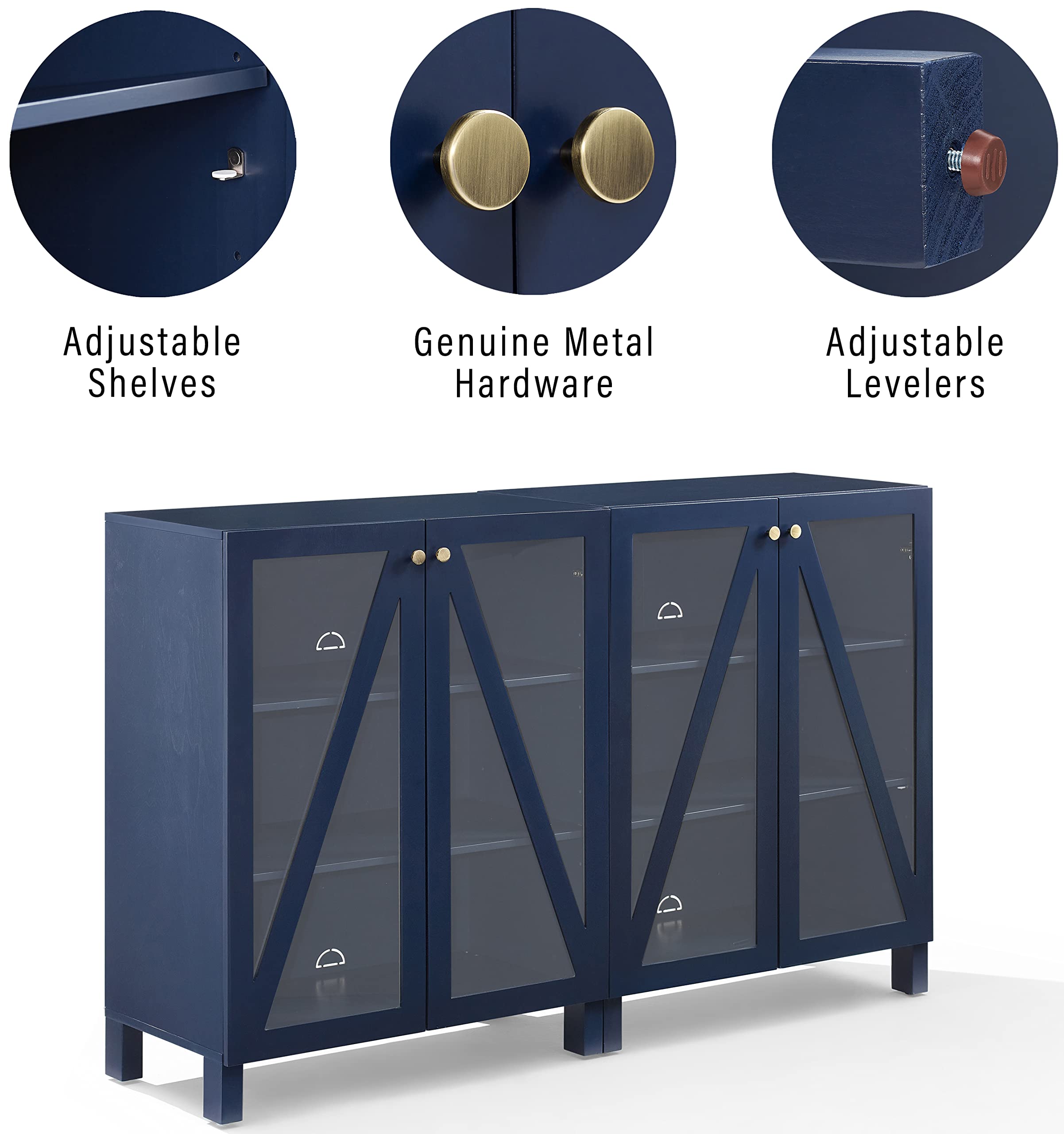 Crosley Furniture Cassai 2-Piece Entertainment Center Tv Stand, Media Console, Vinyl Record Storage, Navy