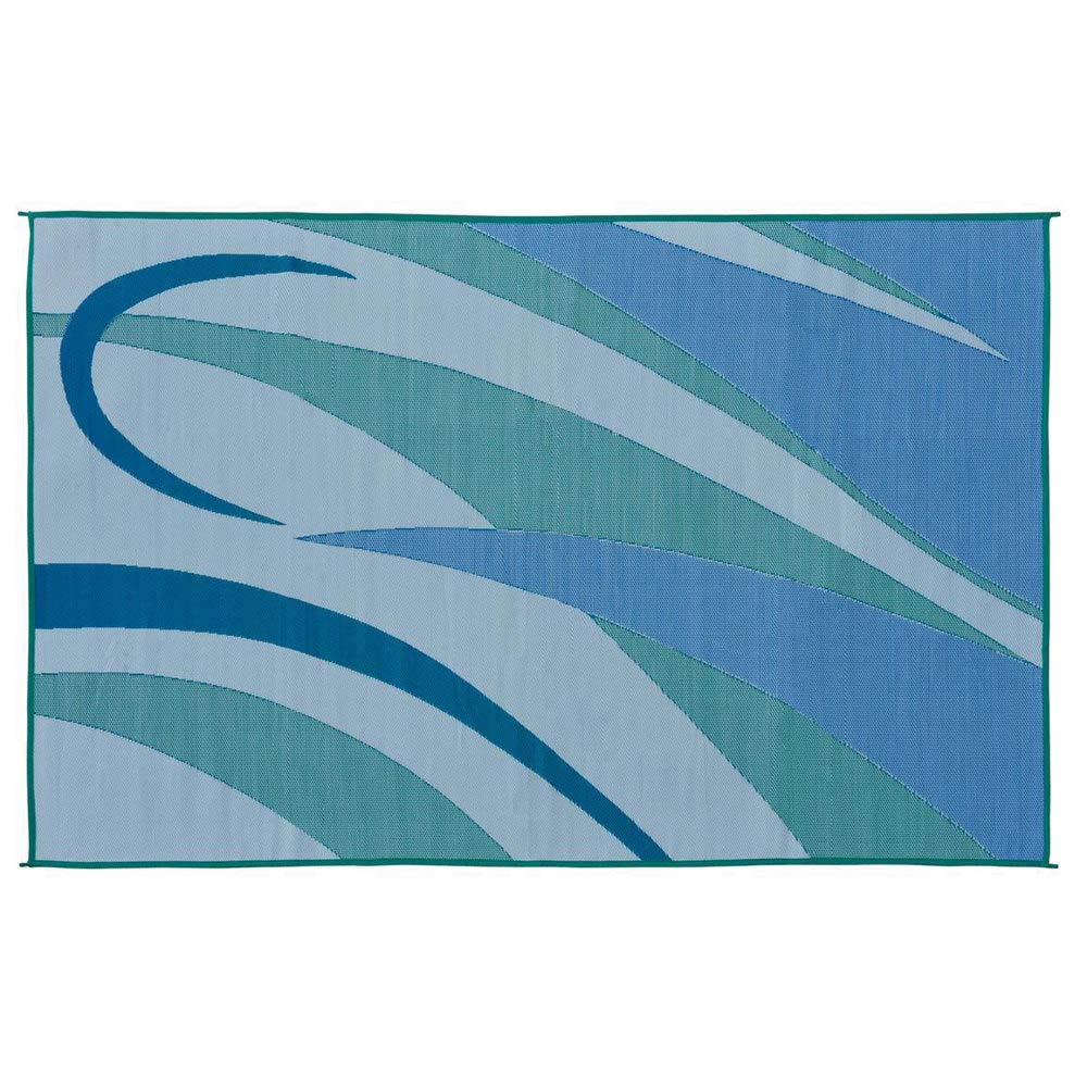 Stylish Camping 8-Feet X 12-Feet Rv Outdoor Camping Reversible Patio Mat, Ga3 Blue/Green
