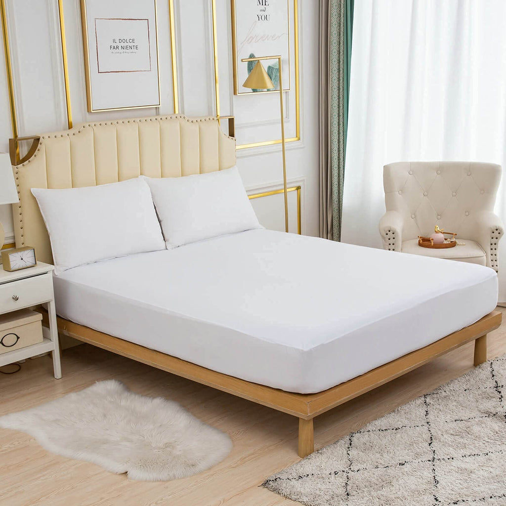 Kingnex Full Size Mattress Protector Waterproof Jersey Ultra Soft Noiseless Smooth Top Fitted Matressprotector Cover With Stretc